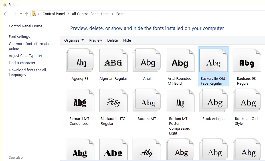 Change Default Font Windows 10